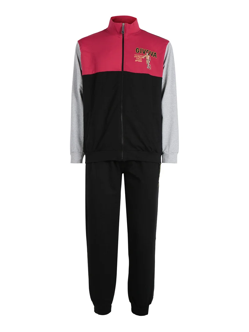 Completo tuta da uomo 2 pezzi con zip - nero