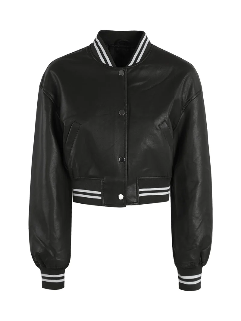 Giacca bomber in ecopelle da donna - nero