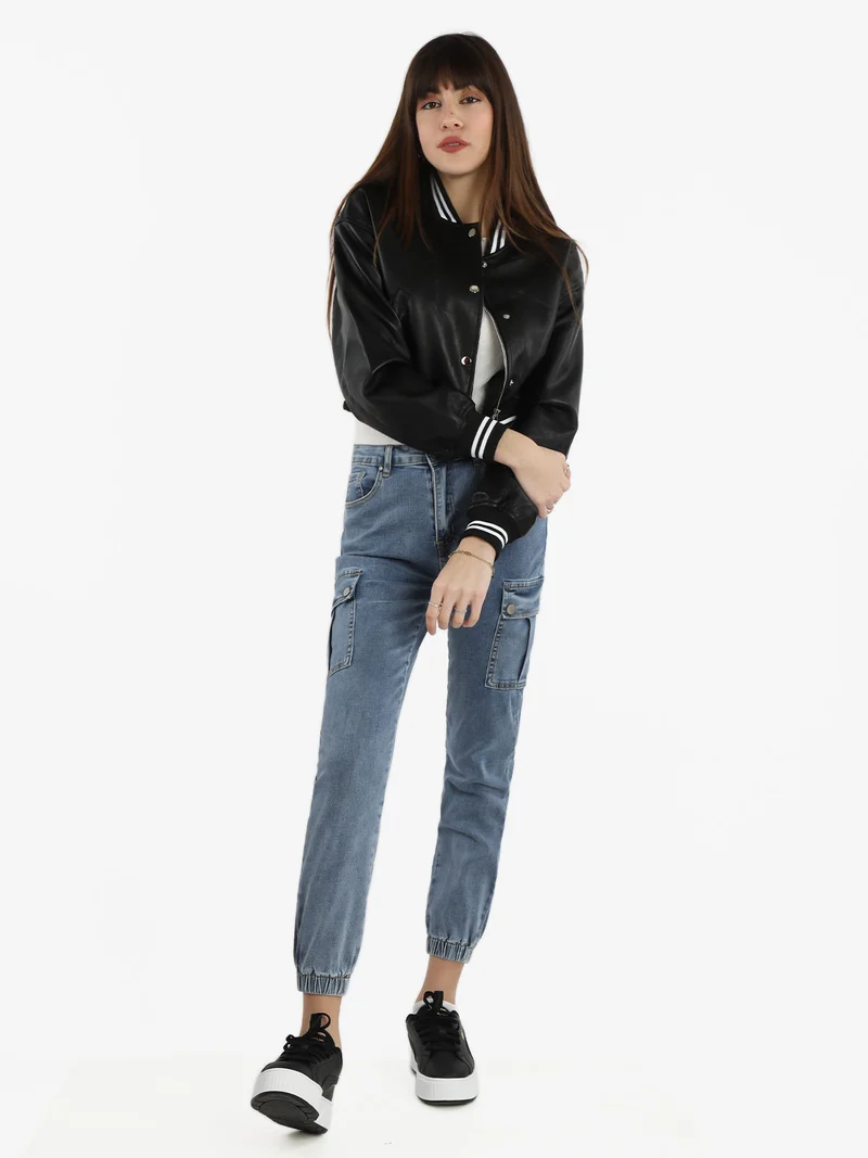 Giacca bomber in ecopelle da donna - nero