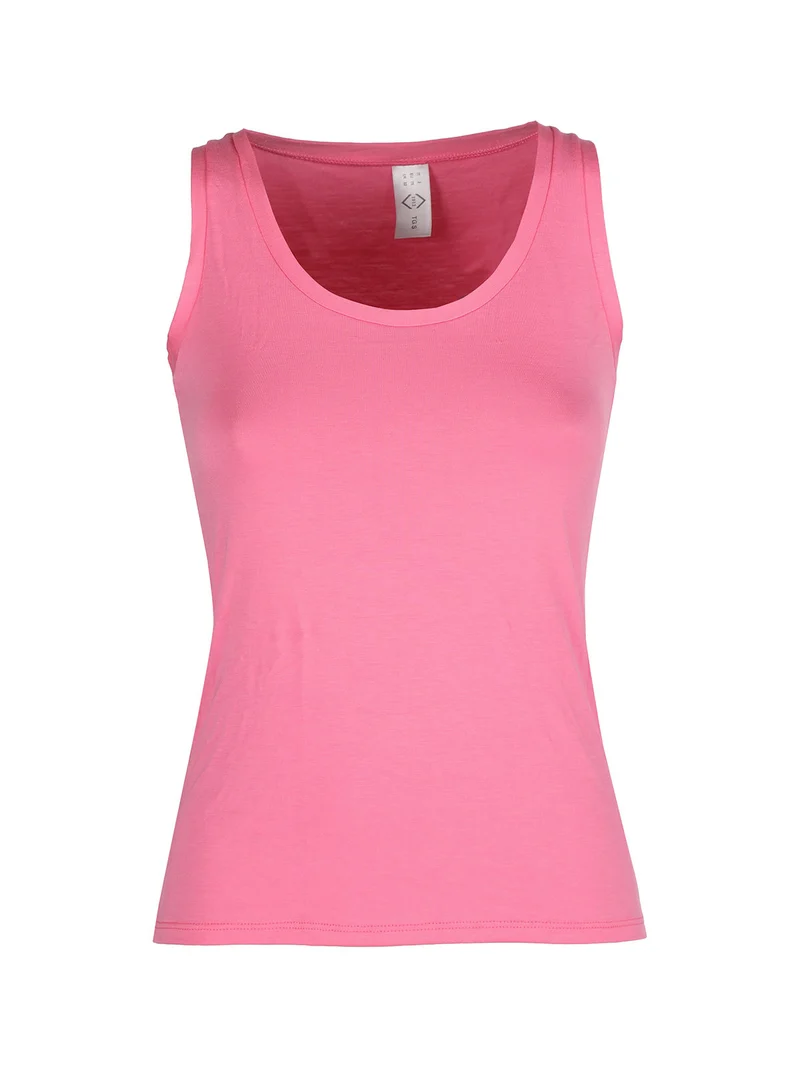 P0718M Top donna in bamboo a spalla larga - fucsia