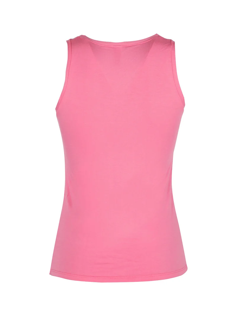 P0718M Top donna in bamboo a spalla larga - fucsia
