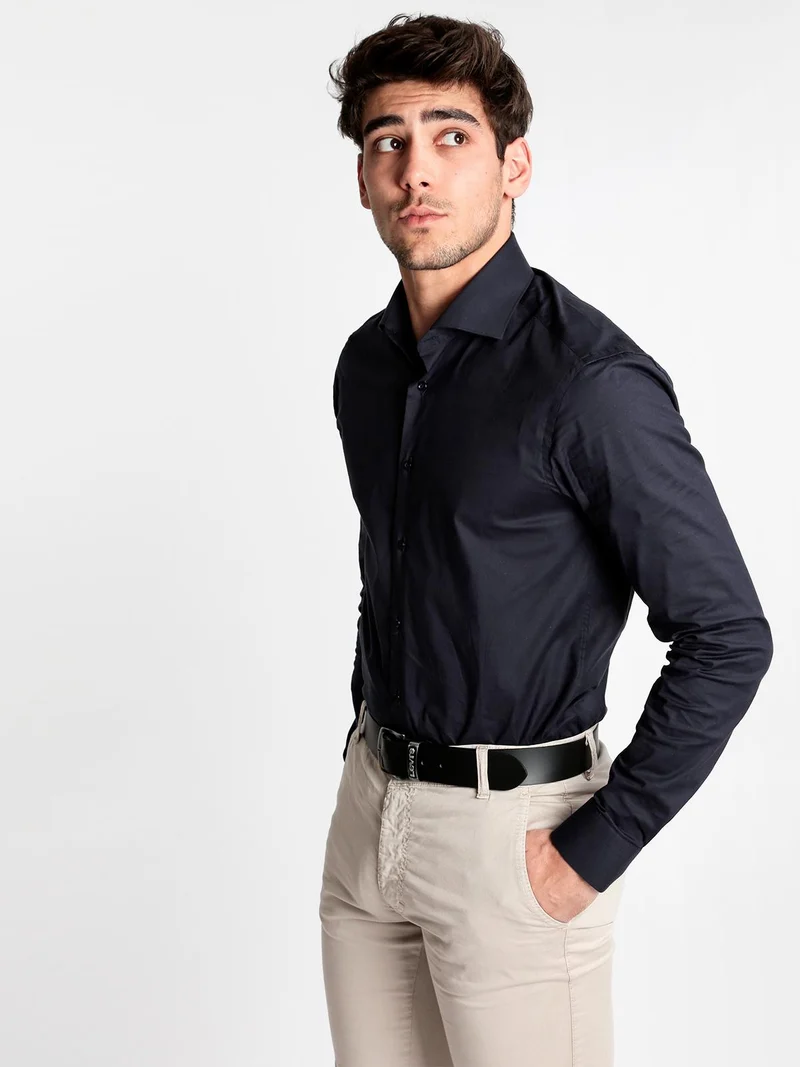 Andy Don B Camicia elegante in cotone blu scuro