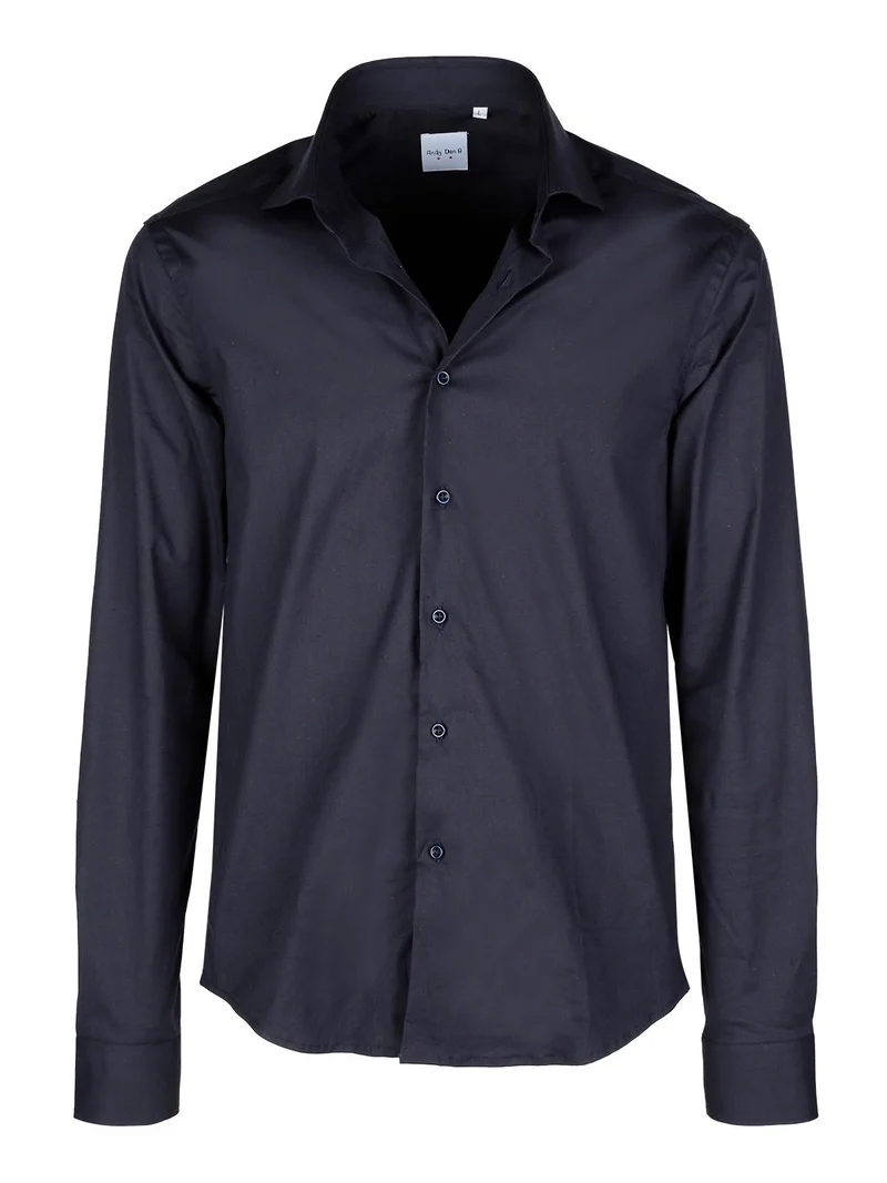 Andy Don B Camicia elegante in cotone blu scuro