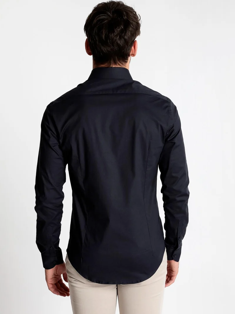 Andy Don B Camicia elegante in cotone blu scuro