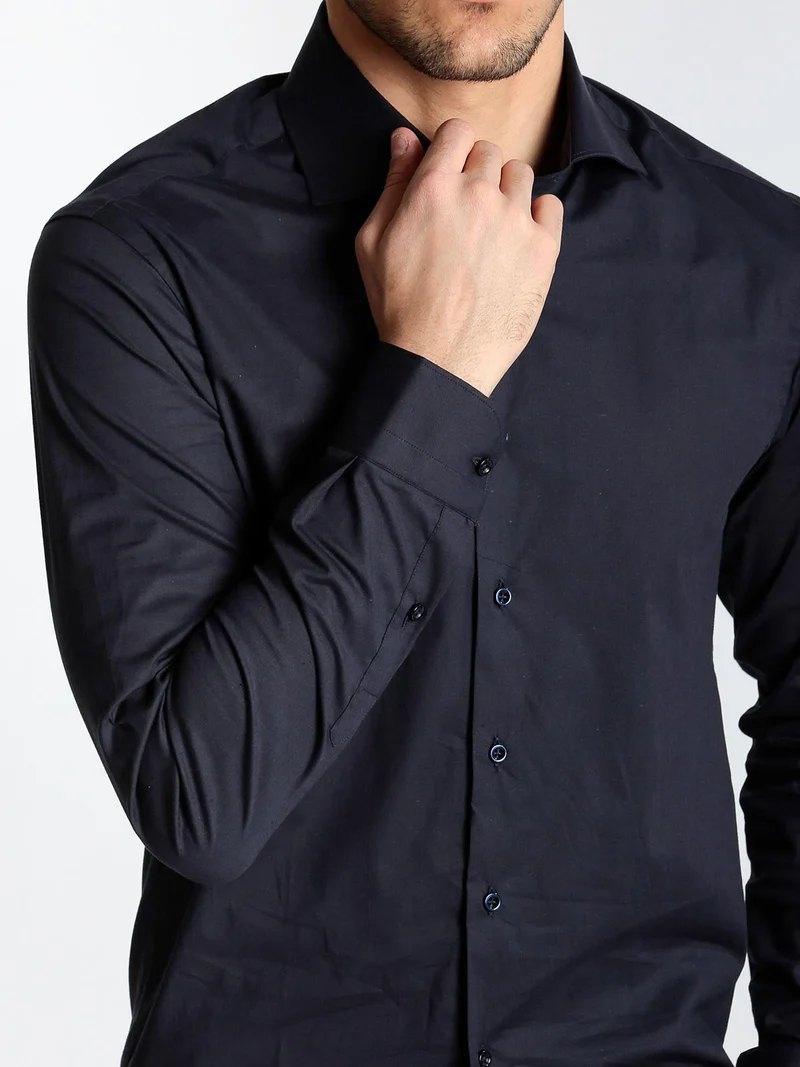 Andy Don B Camicia elegante in cotone blu scuro