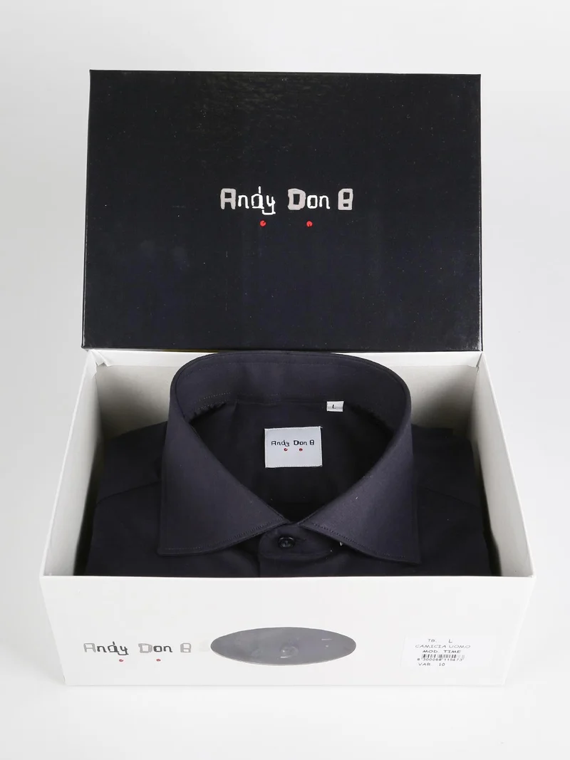 Andy Don B Camicia elegante in cotone blu scuro