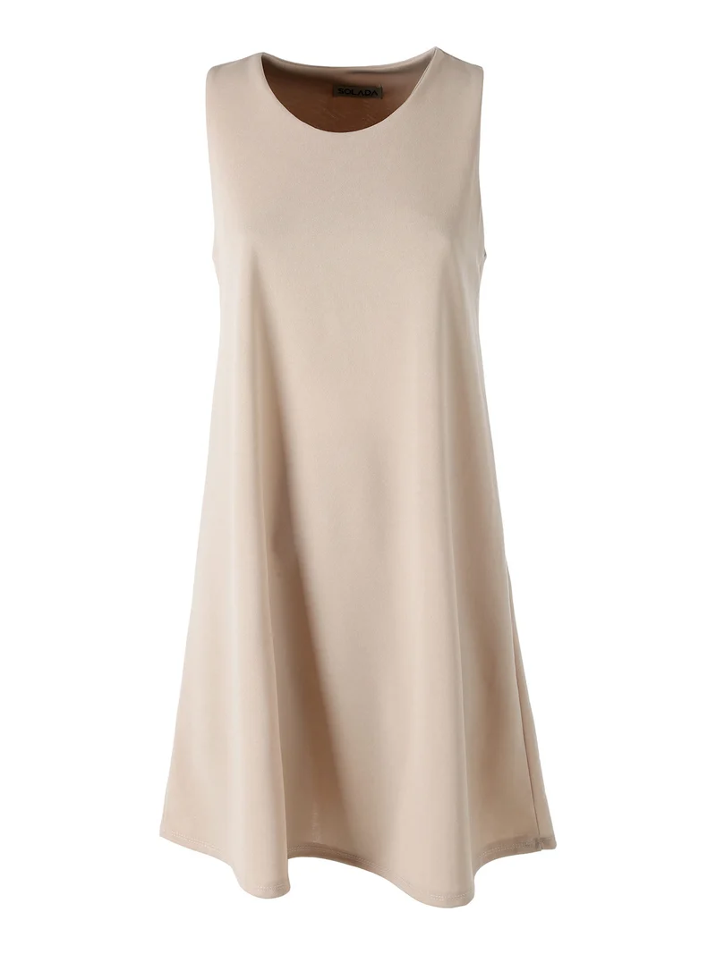 Vestito donna smanicato in tinta unita - beige