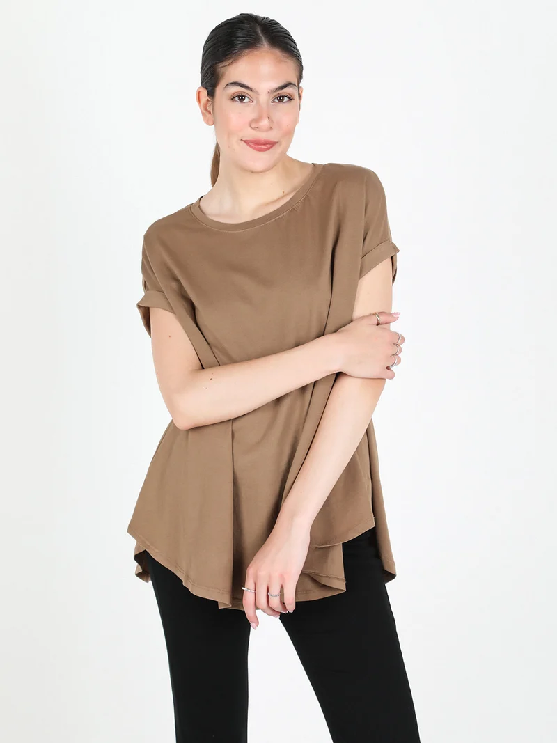 Maxi t-shirt donna tinta unita - cammello