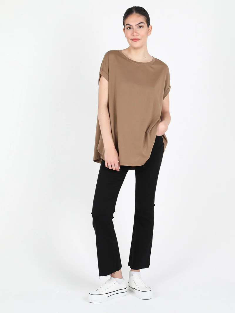 Maxi t-shirt donna tinta unita - cammello