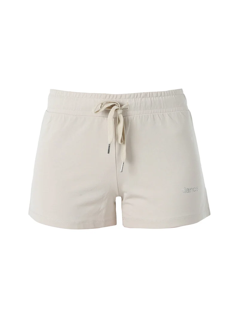 Shorts donna in cotone con coulisse - beige