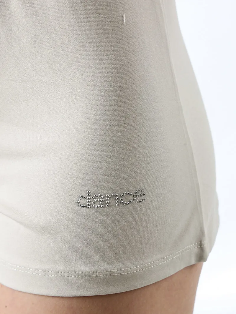 Shorts donna in cotone con coulisse - beige