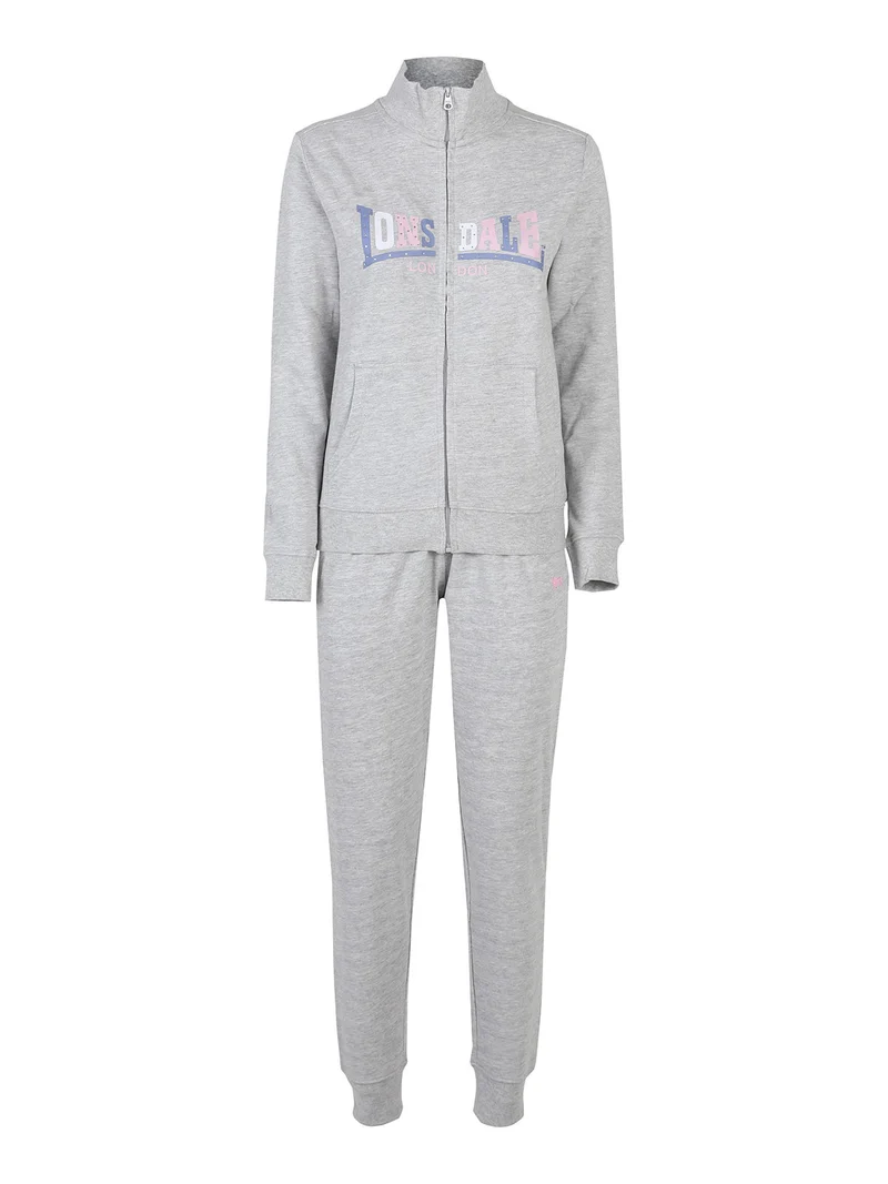 Tuta sportiva da donna con strass e chiusura zip - grigio