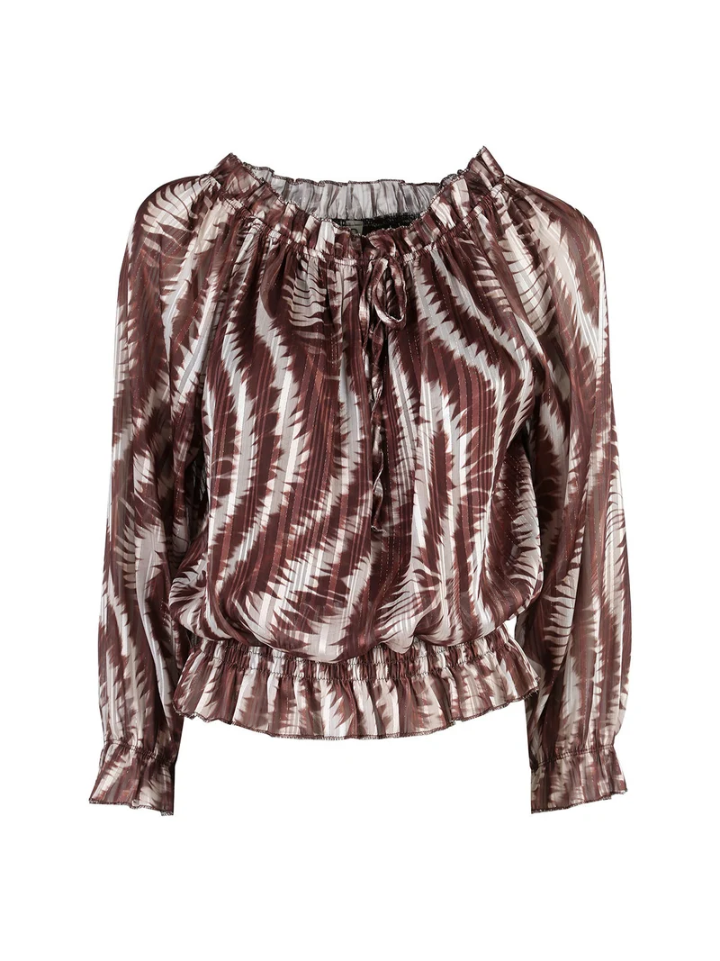 Blusa donna maniche lunghe con scollo a barca - moro