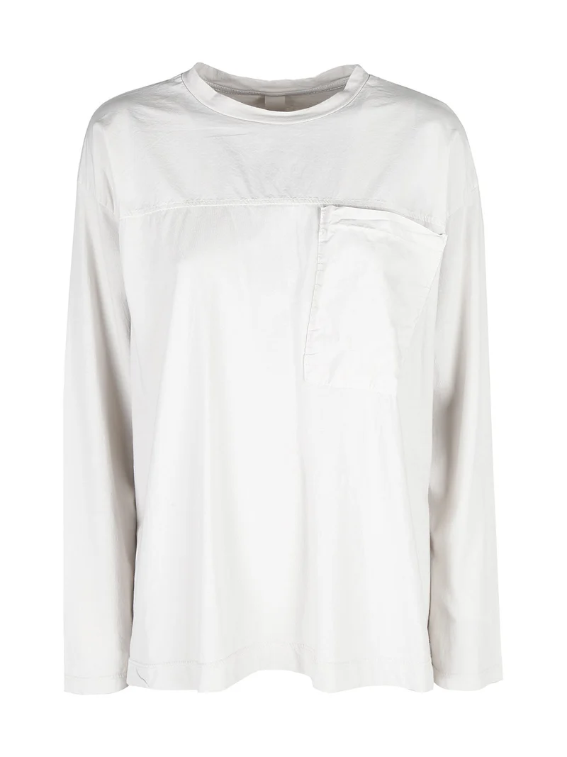 T-shirt donna oversize a maniche lunghe in cotone - sabbia