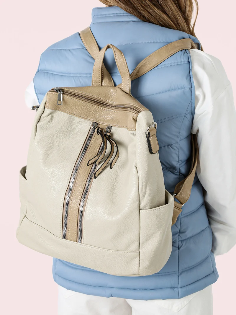 Zaino donna in ecopelle - beige