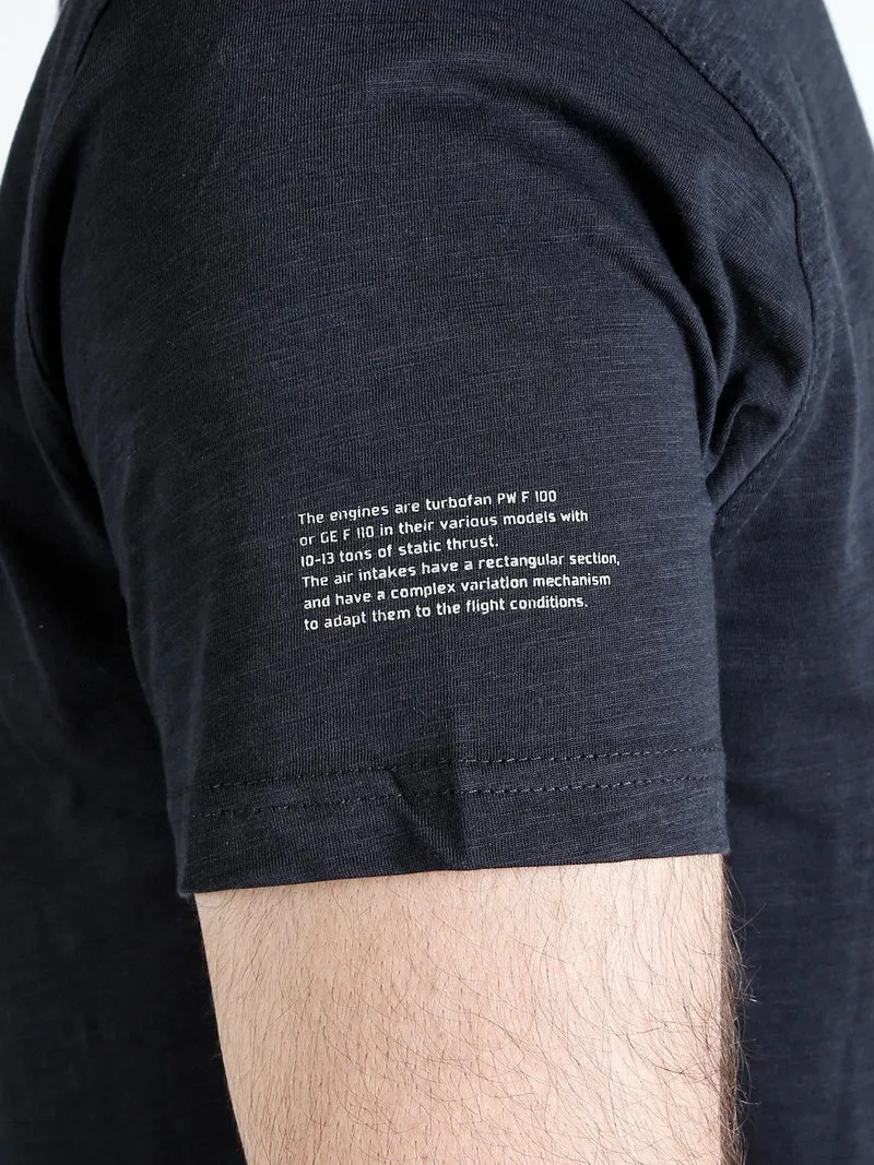 T-shirt girocollo da uomo in cotone con stampa - blu scuro