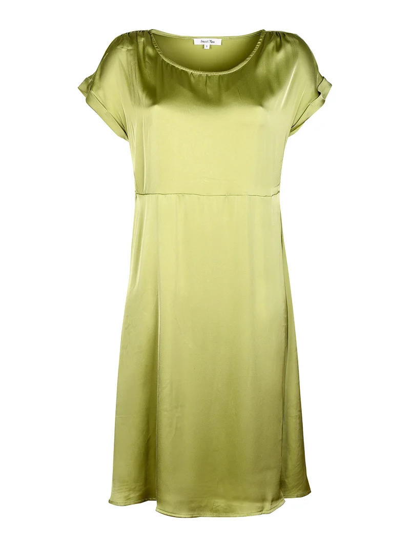 Abito donna effetto seta manica corta - verde chiaro