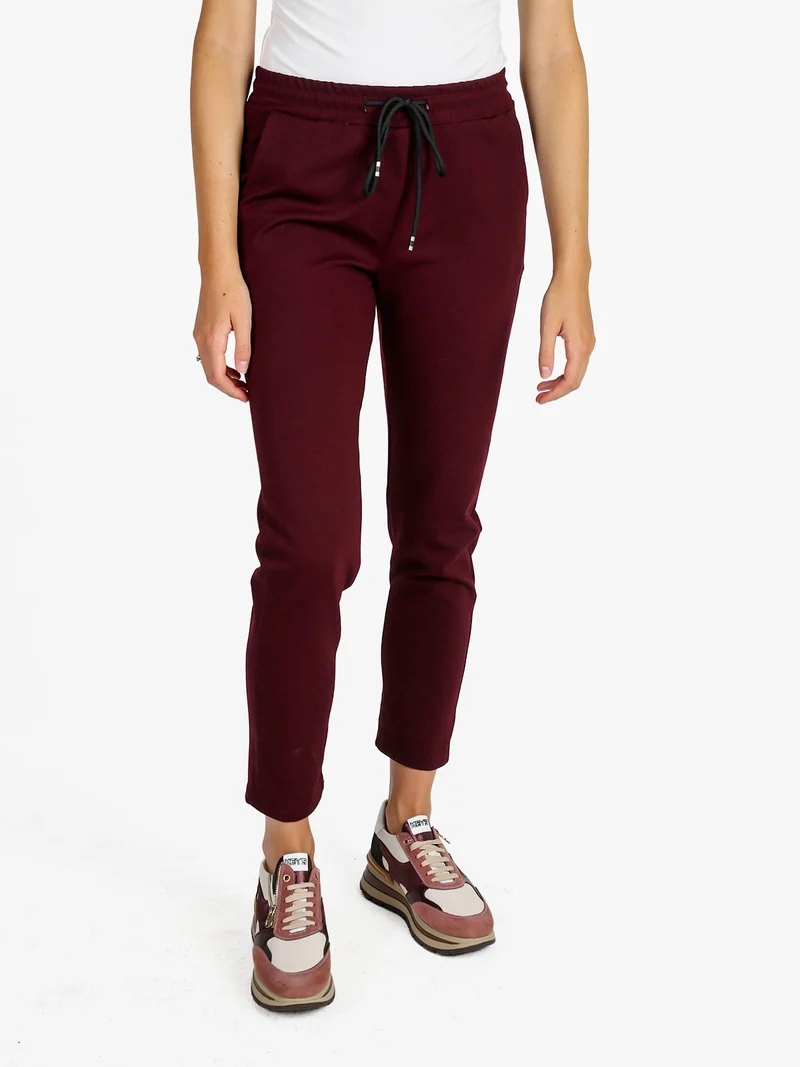 Pantaloni donna jogger con coulisse - bordeaux