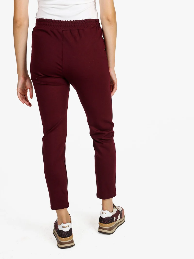 Pantaloni donna jogger con coulisse - bordeaux