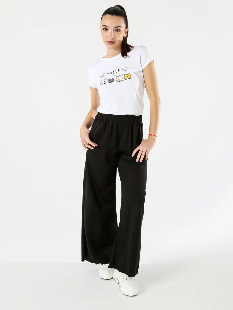 Pantaloni donna a palazzo in felpa - nero