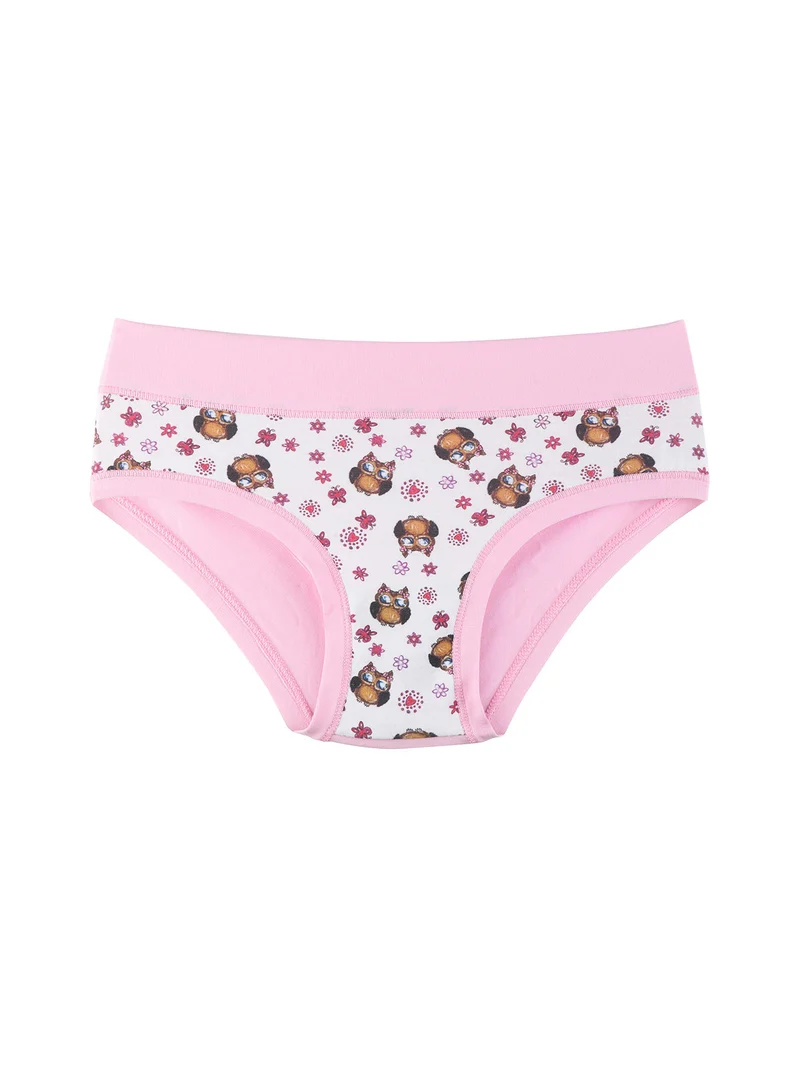 Slip in cotone da bambina con gufi - rosa
