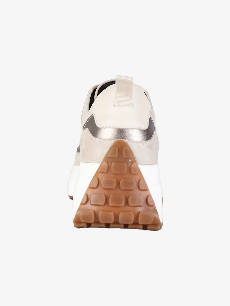 Sneakers donna stringate con platform - beige
