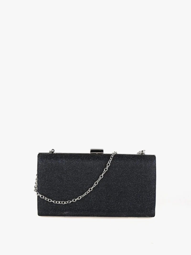 Pochette rigida glitterata - blu scuro