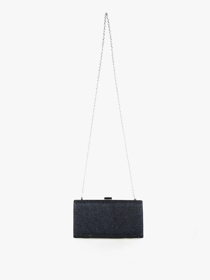 Pochette rigida glitterata - blu scuro