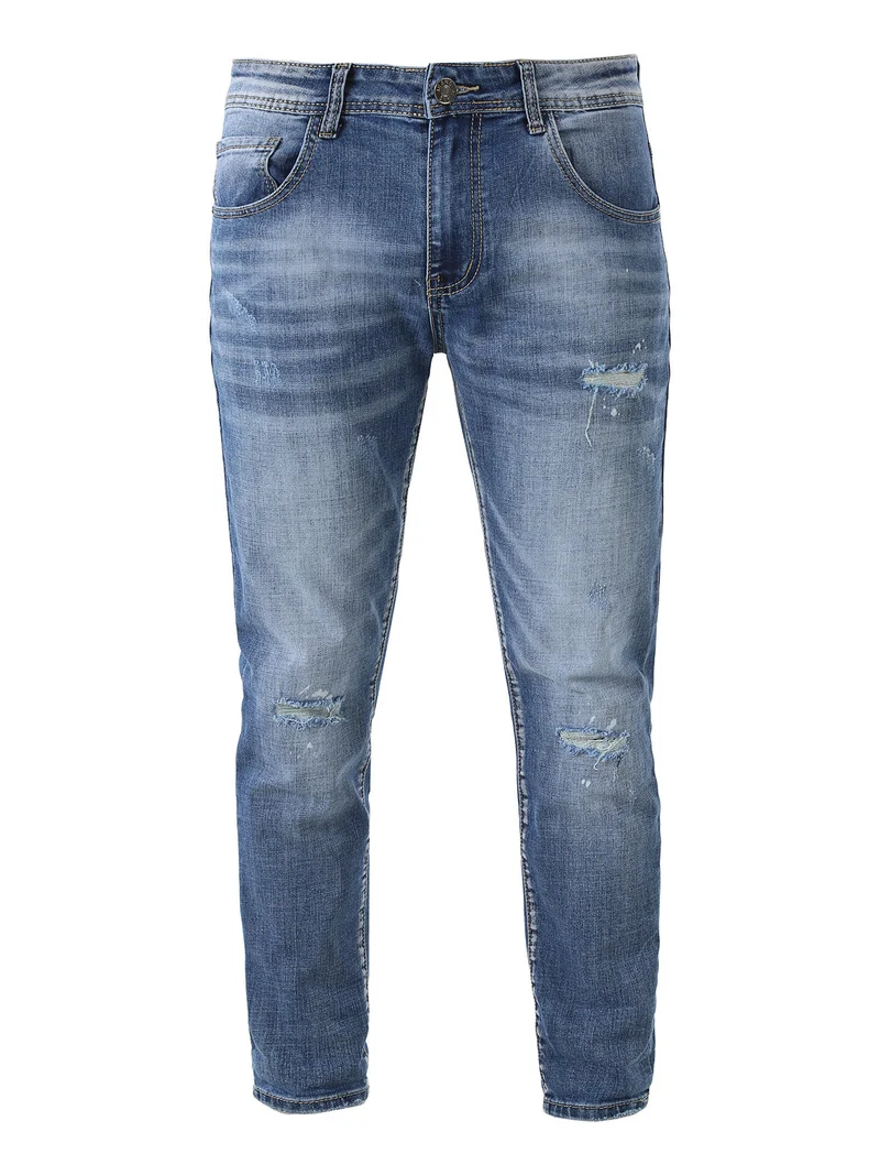 Jeans da uomo con strappi a vita bassa - jeans