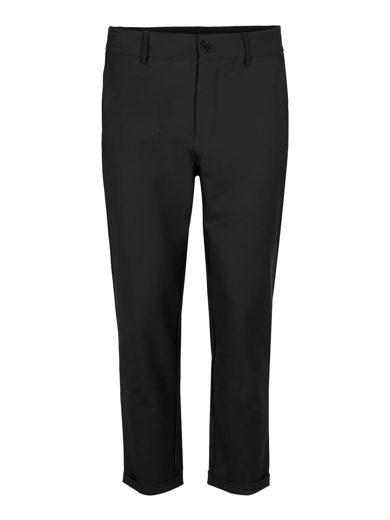 Pantaloni da uomo in tessuto tecnico con risvolto - nero