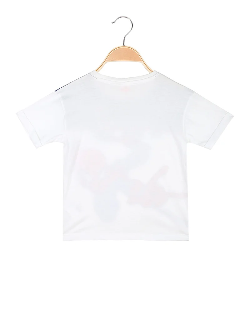 T-shirt da bambino in cotone con stampa disegno - bianco