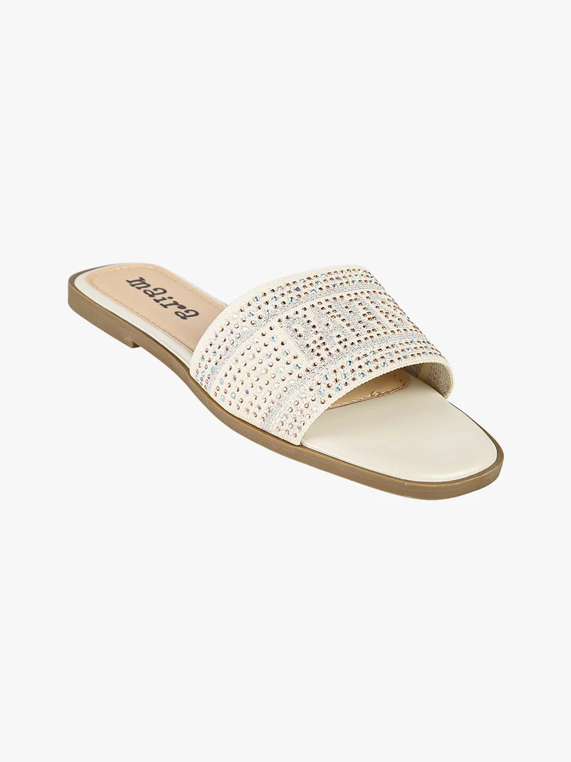 Ciabatte donna con strass - beige