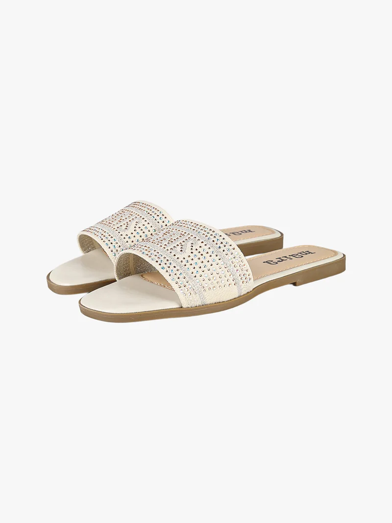 Ciabatte donna con strass - beige