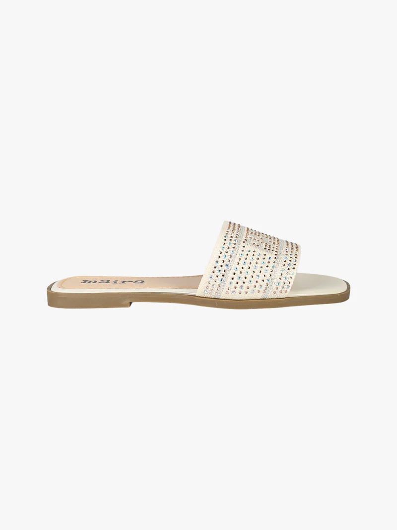 Ciabatte donna con strass - beige