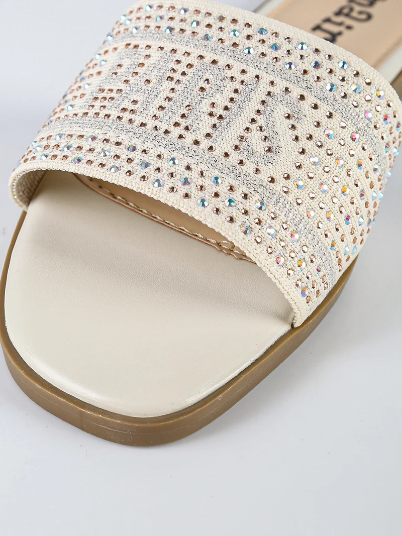 Ciabatte donna con strass - beige