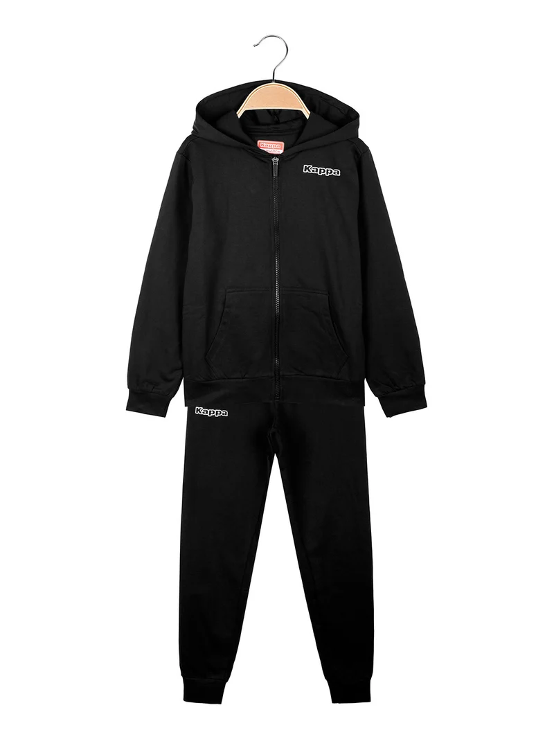 Completo tuta da ragazzo con cappuccio e zip - nero