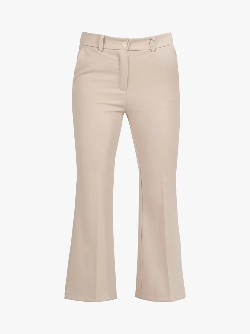 Pantaloni eleganti da donna con finale a zampa - beige