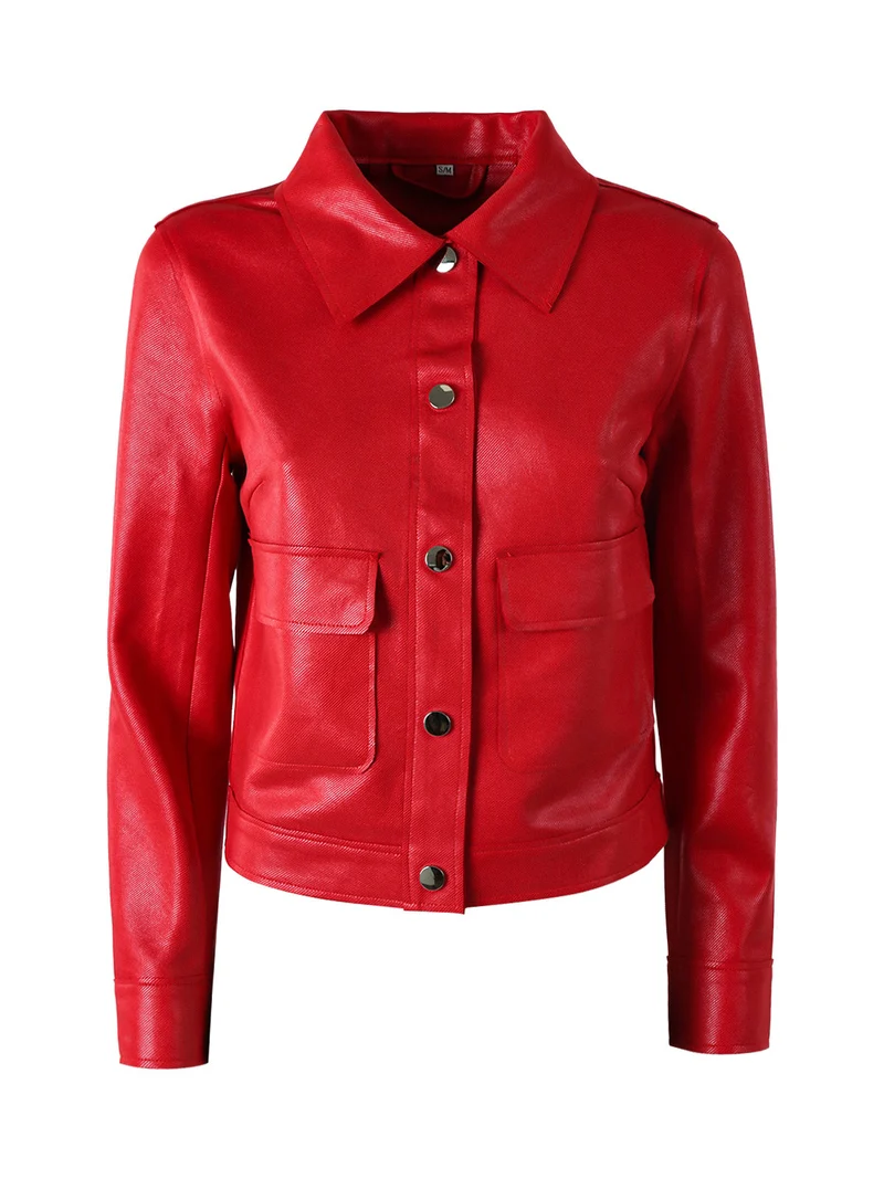 Giacca donna leggera con bottoni - rosso