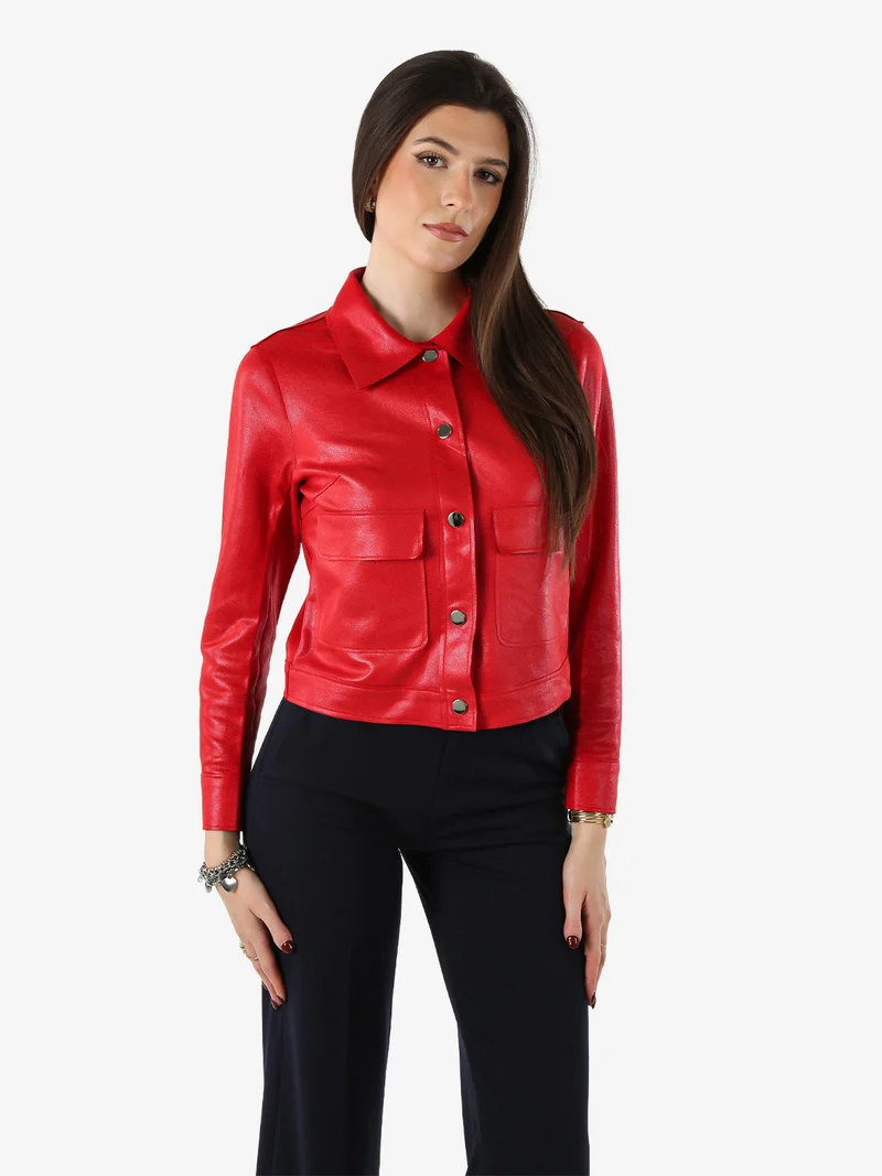 Giacca donna leggera con bottoni - rosso