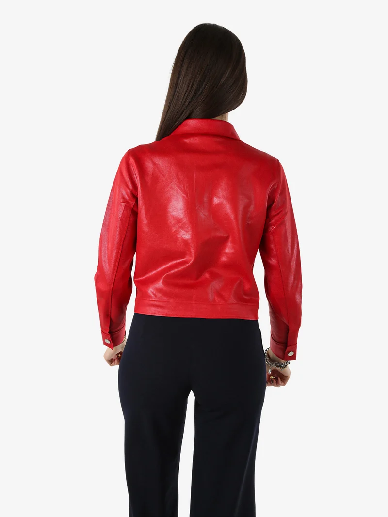 Giacca donna leggera con bottoni - rosso