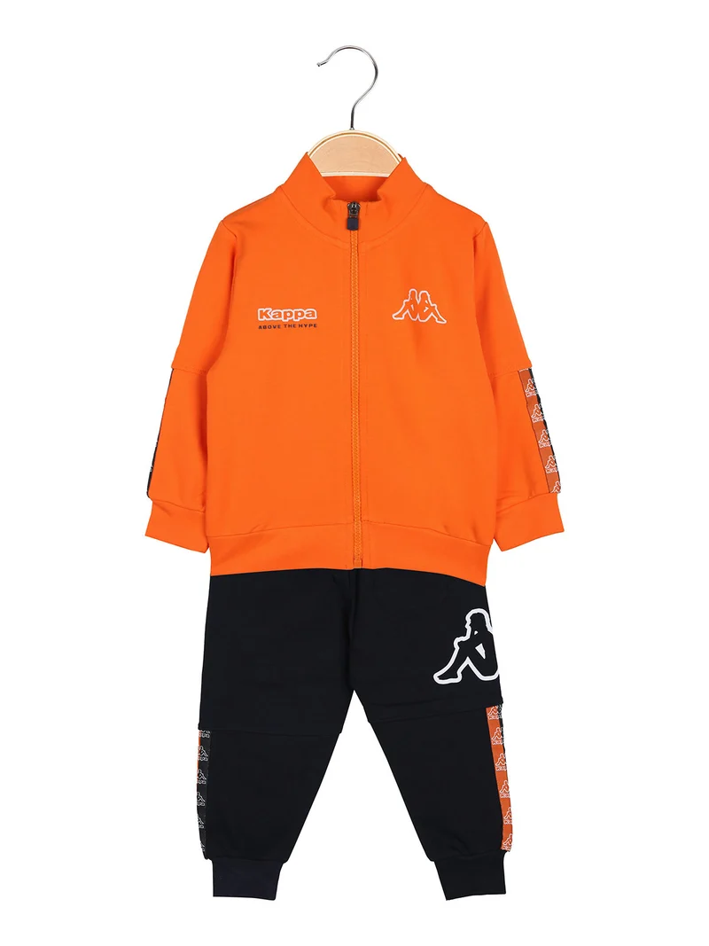Completo tuta 2 pezzi da neonato full zip in cotone - arancione