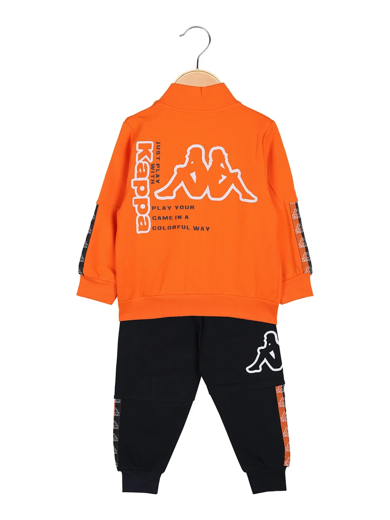 Completo tuta 2 pezzi da neonato full zip in cotone - arancione