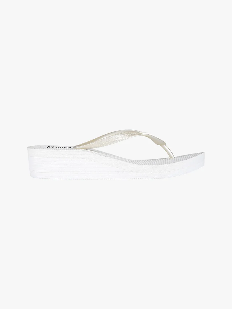 Infradito in gomma con zeppa donna - bianco