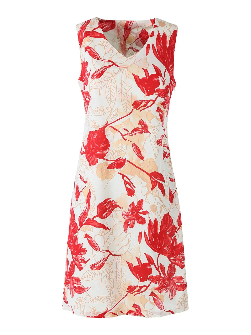 Vestito donna a tubino senza maniche con stampa floreale - rosso