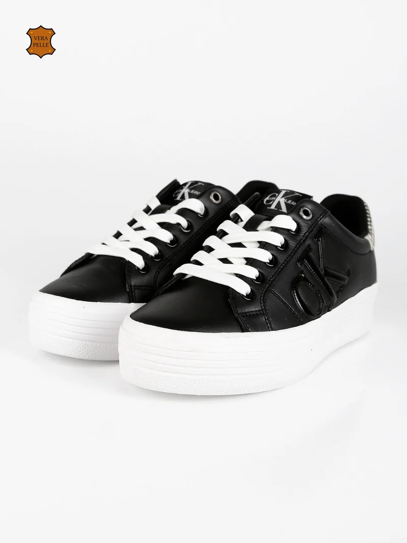Vulcanized Flatform Sneakers donna in pelle con platform - nero