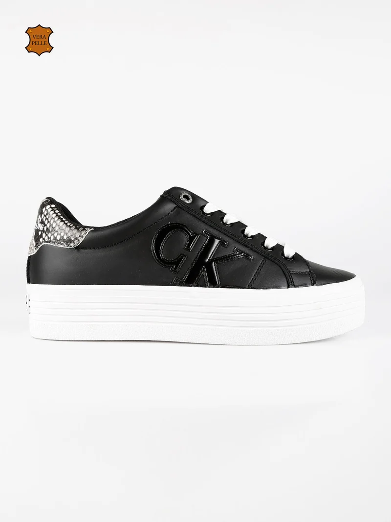 Vulcanized Flatform Sneakers donna in pelle con platform - nero