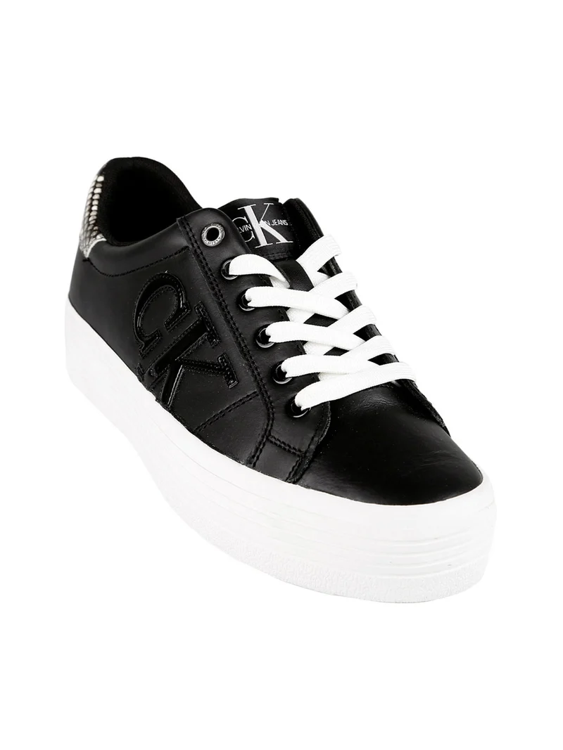 Vulcanized Flatform Sneakers donna in pelle con platform - nero
