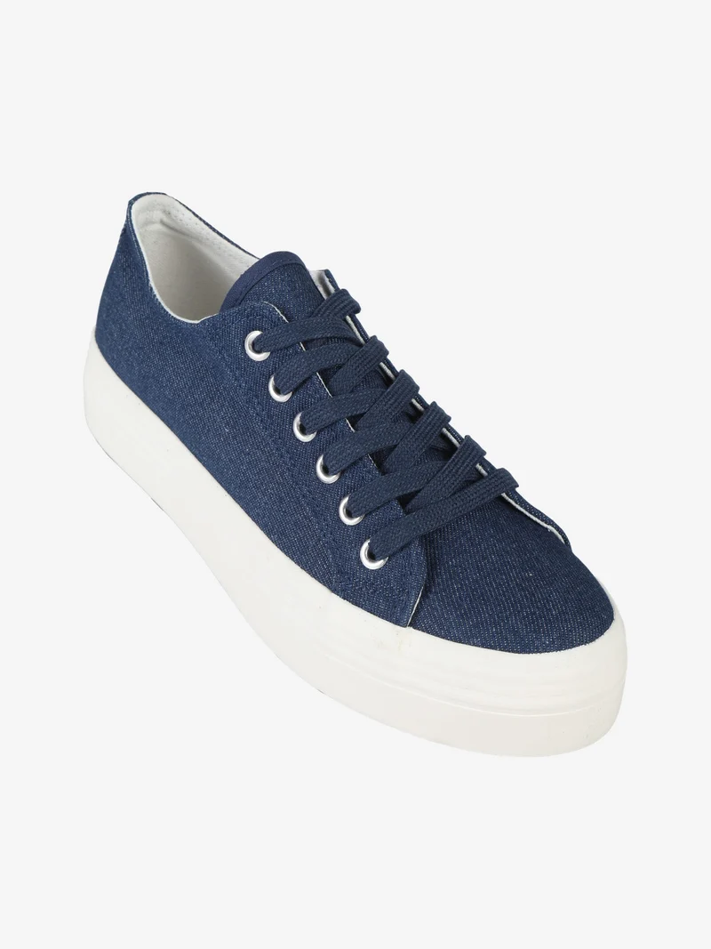 Sneakers donna in tela con platform - jeans