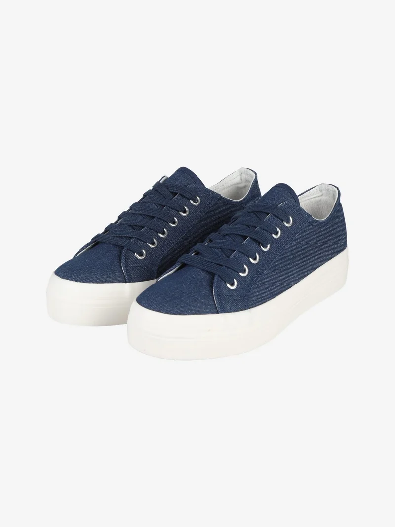 Sneakers donna in tela con platform - jeans