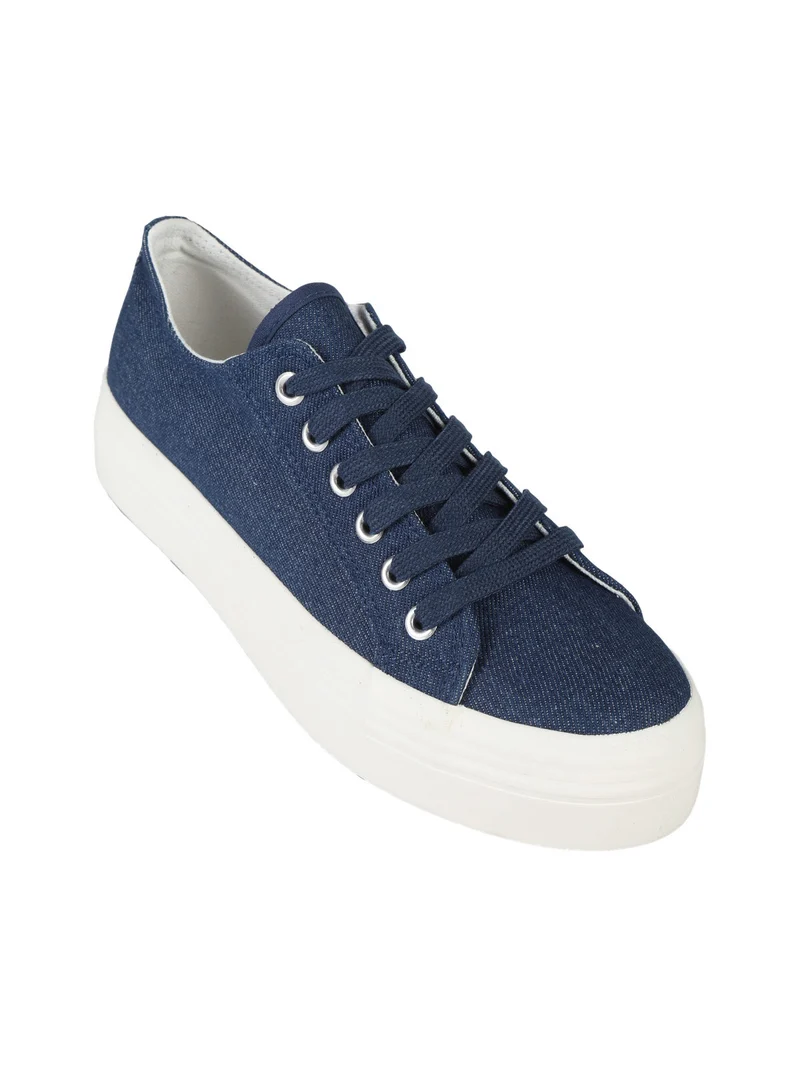 Sneakers donna in tela con platform - jeans